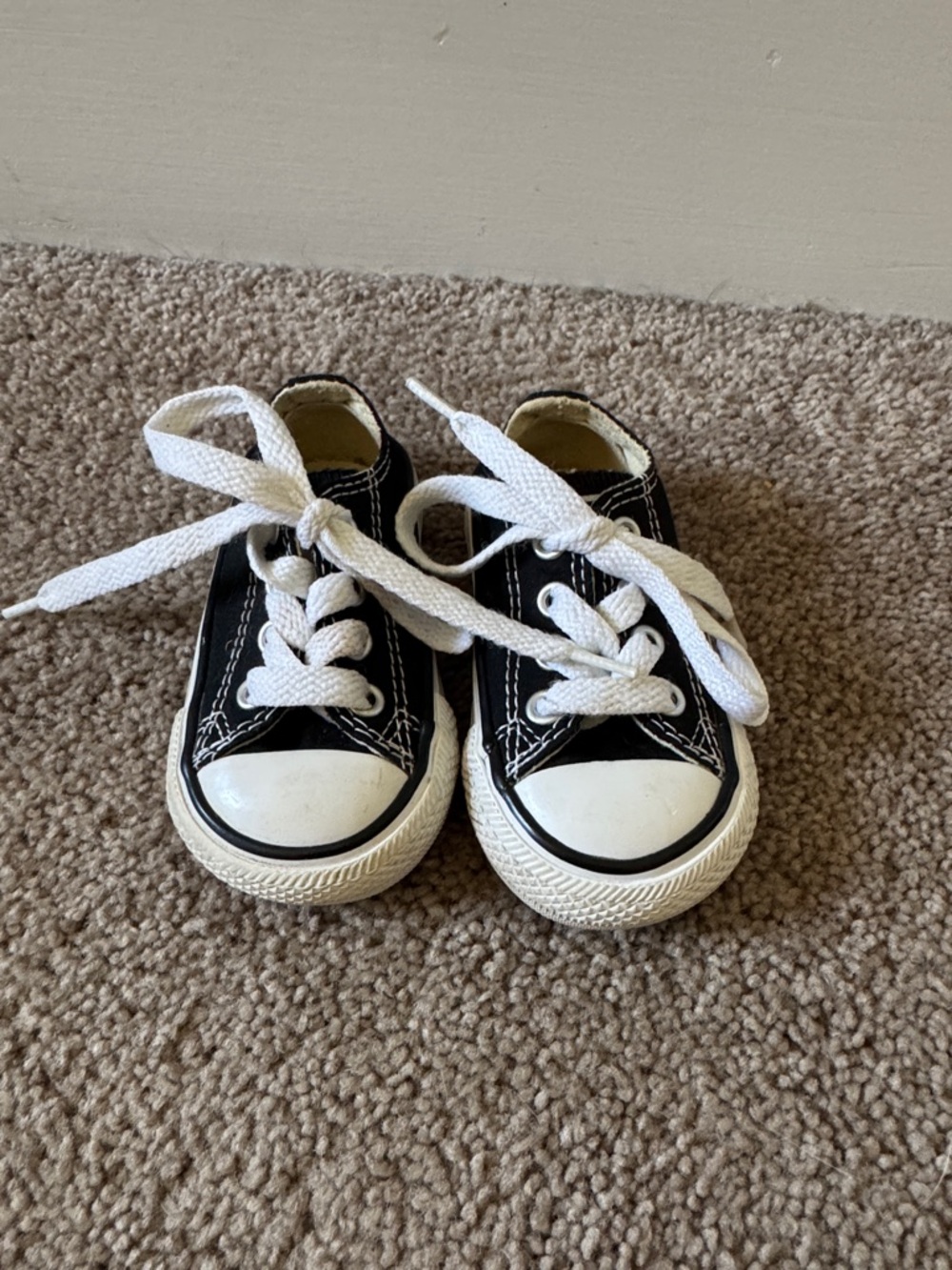 Converse Black Canvas Kids Sneakers with White Laces
